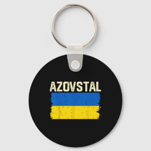 I Stand With Azovstal Mariupol Ukraine Vintage Ukr Keychain