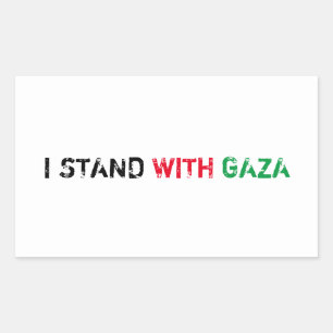 I stand with Gaza distressed grunge text white Sticker