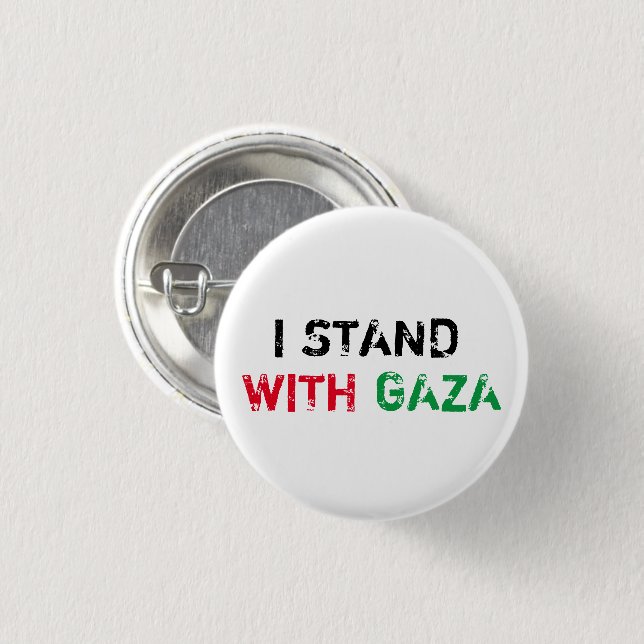 I stand with Gaza grunge distressed typography 1 Inch Round Button (Front & Back)