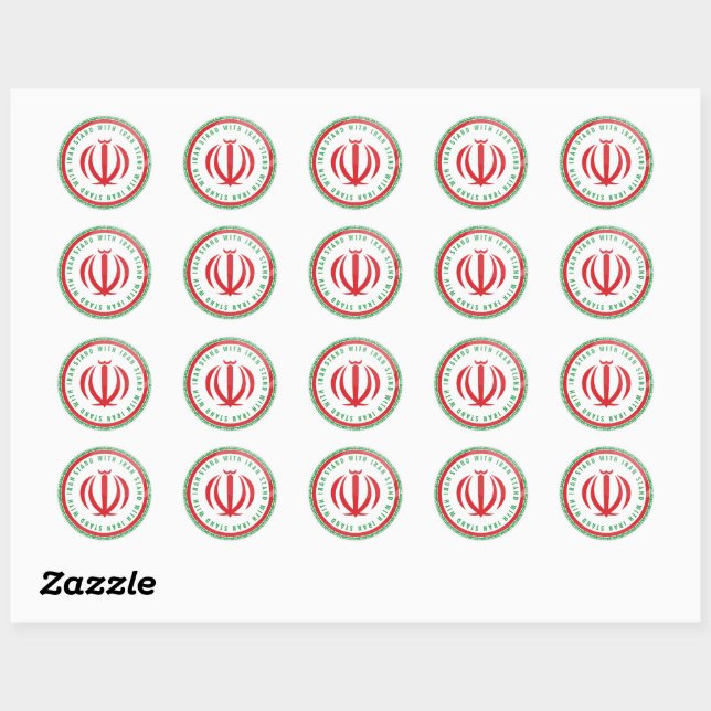 I stand with iran classic round sticker (Sheet)