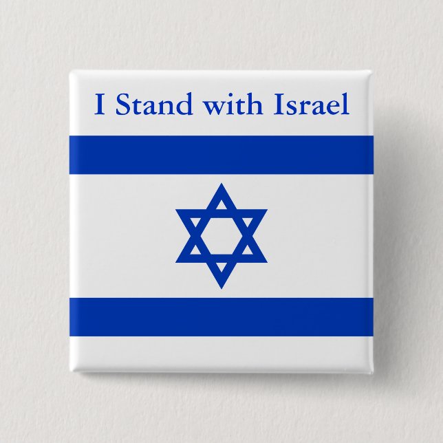 I Stand With Israel 2 Inch Square Button (Front)