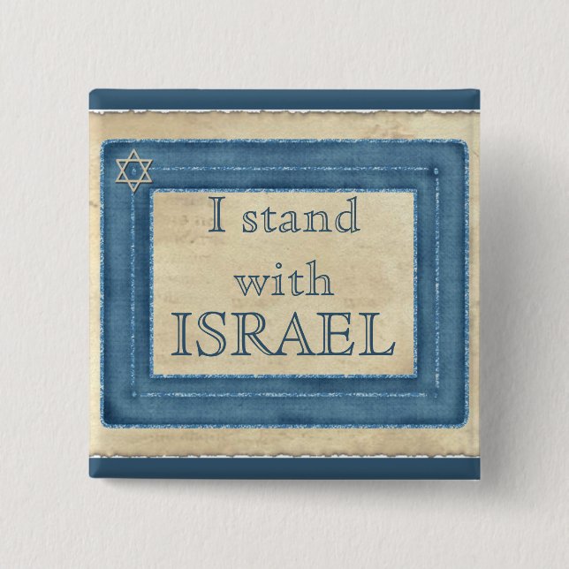 I Stand With Israel 2 Inch Square Button (Front)