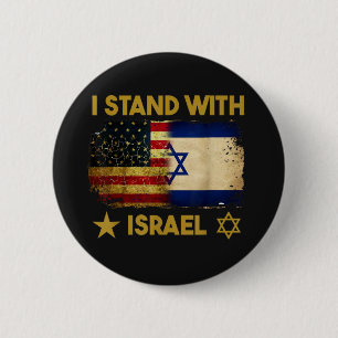 I Stand with Israel America Flag 2 Inch Round Button