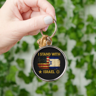 I Stand with Israel America Flag Keychain