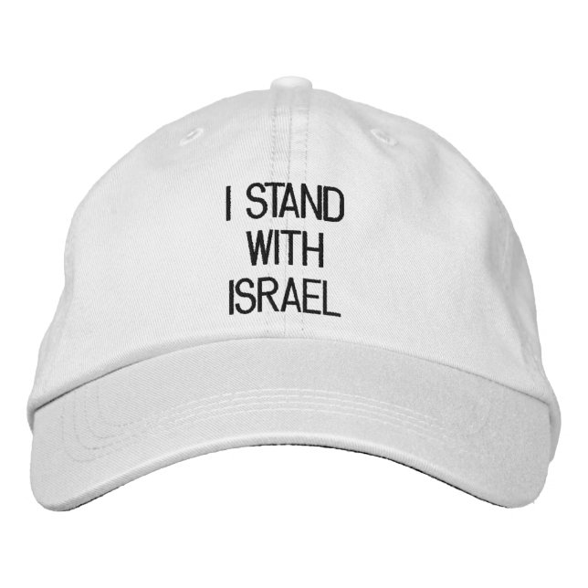 I stand with Israel black text Israel support Embroidered Hat (Front)