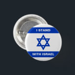 I Stand with Israel blue white Israel flag custom  1 Inch Round Button<br><div class="desc">I Stand with Israel blue and white Israel flag custom button.
Israeli Flag.
Fully customizable white text over Israel flag (or  you can just delete it)</div>