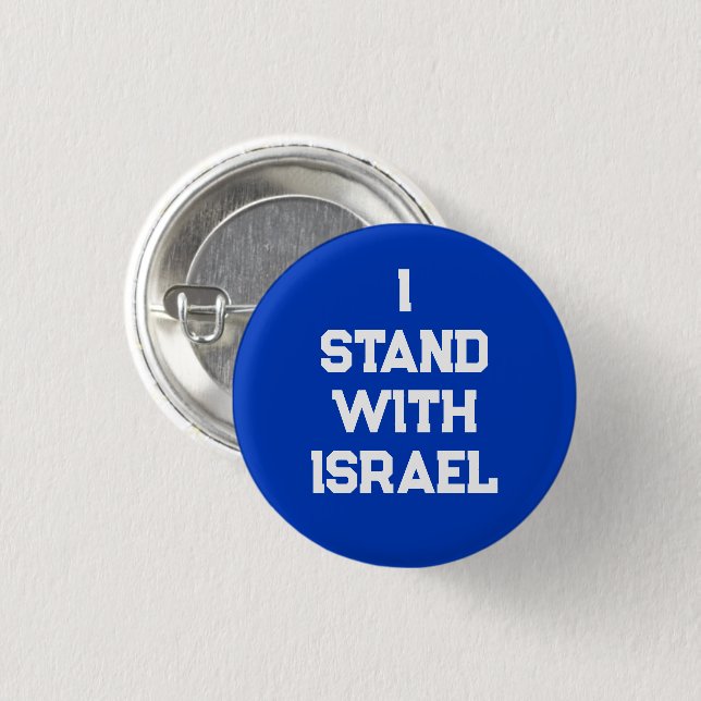 I stand with Israel blue white serif text modern 1 Inch Round Button (Front & Back)