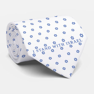 I Stand With Israel Blue White Star Of David Tie