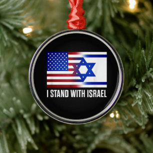 I Stand with Israel Patriotic Metal Ornament