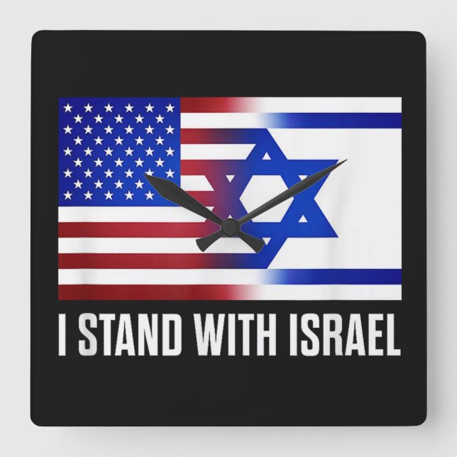 I Stand with Israel Patriotic Square Wall Clock (Front)