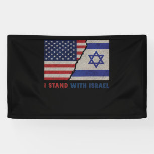 I Stand With Israel Patriotic USA and Israel Flag Banner
