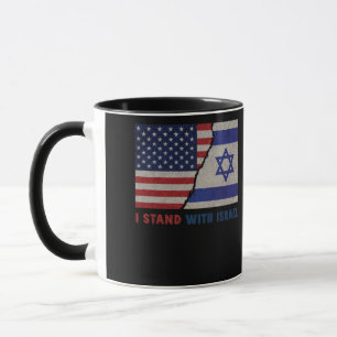 I Stand With Israel Patriotic USA and Israel Flag Mug