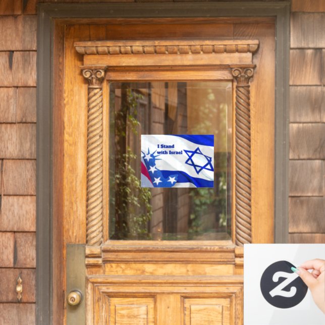 I Stand with Israel Support for the Jewish Nation  Window Cling (Home Door)