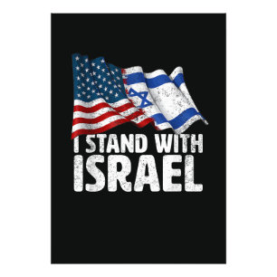 I Stand With Israel USA American Flag  Photo Print