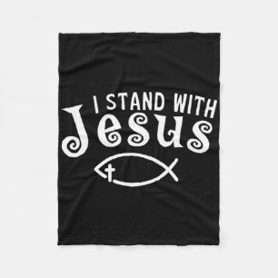 I Stand With Jesus Christian Testimony Faith Fish Fleece Blanket