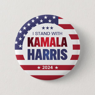 I Stand With Kamala Harris Blue Red 2024 Button