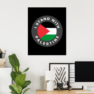 I Stand with Palestine custom text and flag black Poster