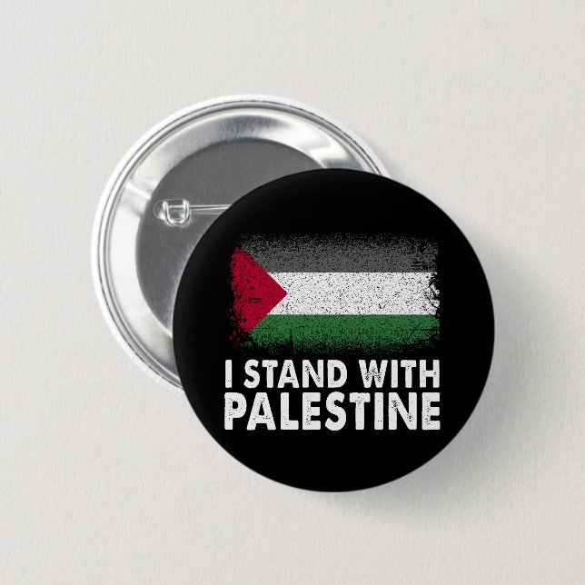I Stand with Palestine Palestinian Flag 2 Inch Round Button (Front & Back)