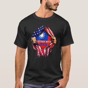 I Stand With Taiwan Flag American Flag Support Tai T-Shirt