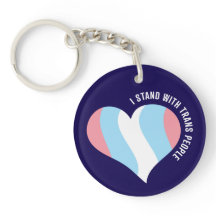 I Stand With Trans People Heart Keychain