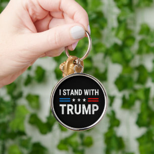  I Stand With Trump American Flag Keychain