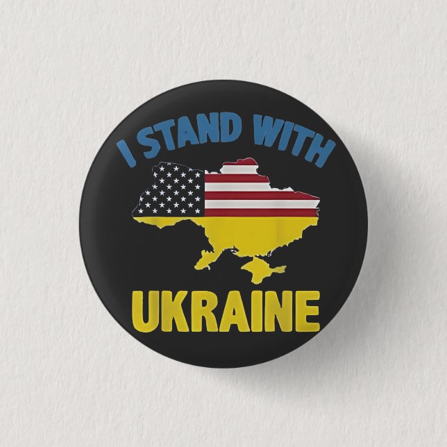 I Stand with Ukraine  1 Inch Round Button (Front)