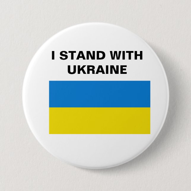 I STAND WITH UKRAINE 3 INCH ROUND BUTTON (Front)