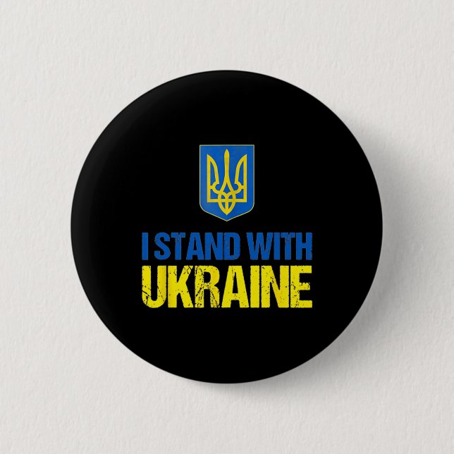 I Stand With Ukraine American Support Ukrainian Fl 2 Inch Round Button (Front)