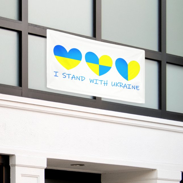 I Stand With Ukraine Banner (Outside Building)