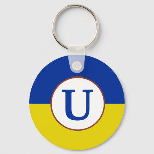 I stand with Ukraine blue yellow flag monogram Keychain