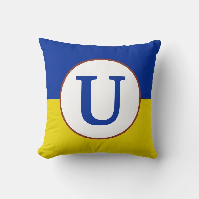 I stand with Ukraine blue yellow flag monogram Throw Pillow (Front)