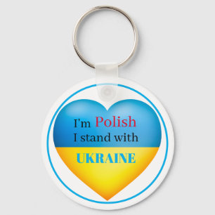 I Stand with Ukraine Blue Yellow Keychain