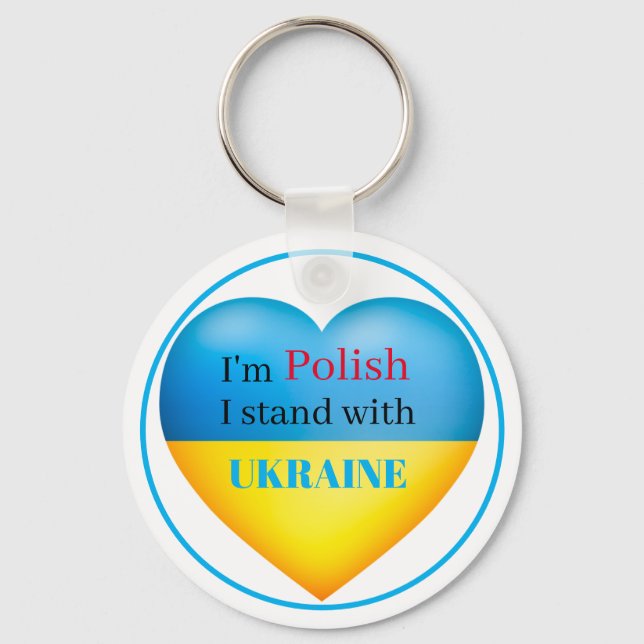 I Stand with Ukraine Blue Yellow Keychain (Front)
