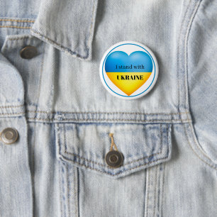 I Stand with Ukraine Blue Yellow Pin Button 