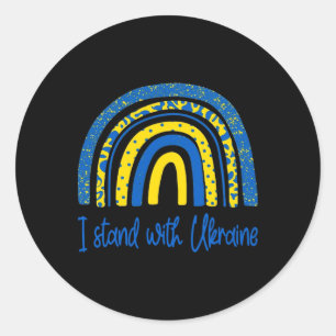 I Stand With Ukraine Boho Rainbow - Light Colors Classic Round Sticker