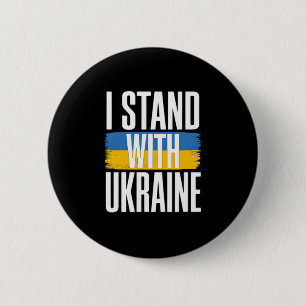 I Stand With Ukraine Bold Ukrainian Flag Support 1 2 Inch Round Button