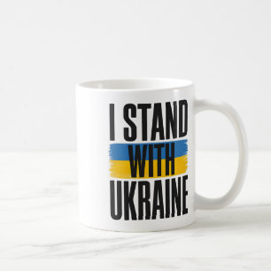 I Stand With Ukraine Bold Ukrainian Flag Support Coffee Mug