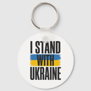 I Stand With Ukraine Bold Ukrainian Flag Support  Keychain