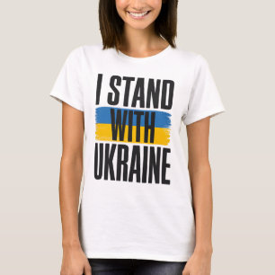 I Stand With Ukraine Bold Ukrainian Flag Support T-Shirt