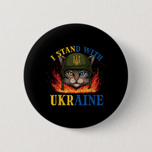 I Stand With Ukraine Cat Soldier Ukrainian Women M 2 Inch Round Button