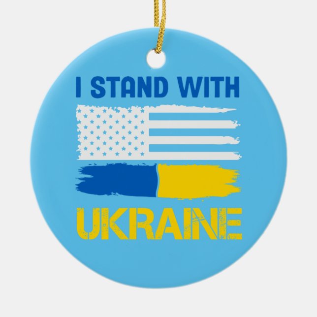 I Stand With Ukraine Ceramic Ornament (Front)