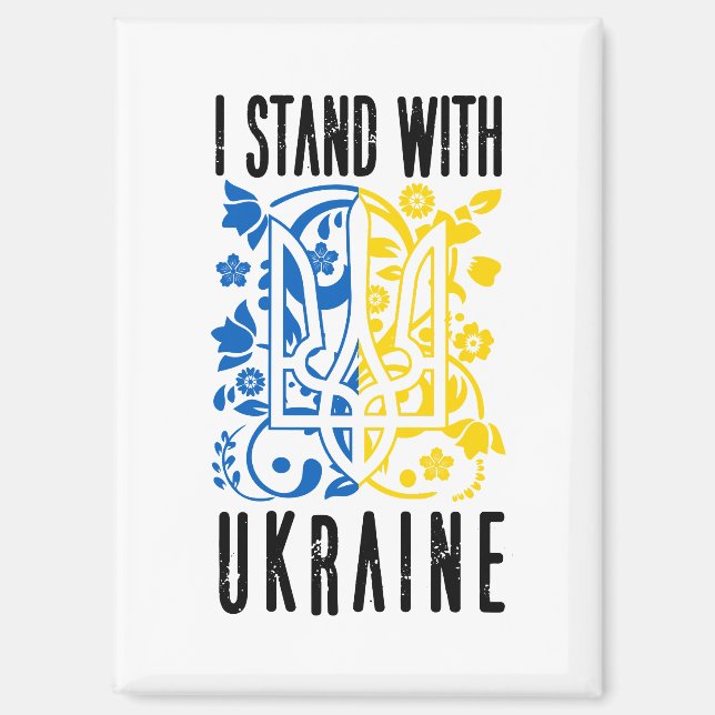 I Stand With Ukraine. Coat of Arms. Trident.  Magnet (Front)