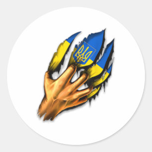 I Stand With Ukraine Coat Of Arms Ukraine Support Classic Round Sticker