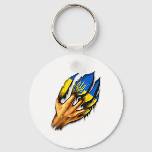 I Stand With Ukraine Coat Of Arms Ukraine Support  Keychain