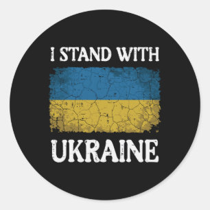 I Stand With Ukraine Distressed Flag Support Women Classic Round Sticker