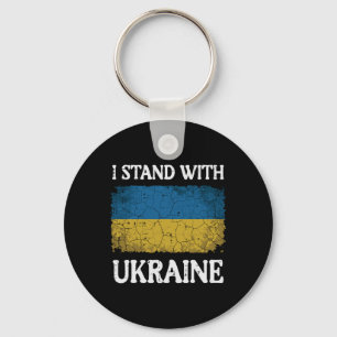 I Stand With Ukraine Distressed Flag Support Women Keychain