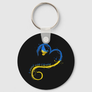 I stand with Ukraine  Dove Flag Peace Free Ukraine Keychain