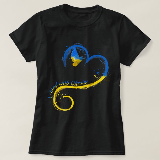 I stand with Ukraine  Dove Flag Peace Free Ukraine T-Shirt (Design Front)