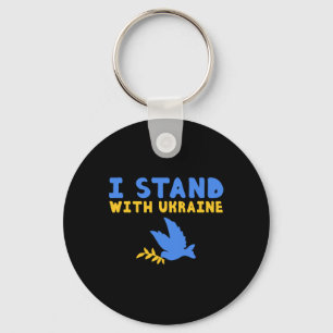 I Stand With Ukraine Dove Peace Pro-ukraine Blue Y Keychain