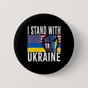 I Stand With Ukraine Flag American Flag Support Uk 2 Inch Round Button
